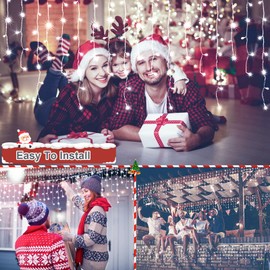 JXLEDAYY Christmas Lights Super Long 1280 LED 131 FT LED String Lights with 240 Drops Plug in 8 Modes Christmas Decoration for Holiday Wedding Party Bedroom Garden Patio Outdoor Indoor (Cool White)