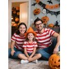 Funny World Red and White Striped Shirt Men Cotton Crew