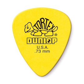 Dunlop Tortex - Púa de guitarra amarilla estándar de 0.73 mm, paquete de 12