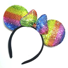3D Cosplay Costume Mouse Ears Headband, Glitter Sequin Hairbands Party Decoration for Women Girls Kids