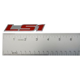 ERPART LS1 Embossed RED on Highly Polished Silver Real Aluminum Auto Emblem Badge Nameplate Compatible with Chevy Corvette Camaro Pontiac HSV Opel (Pack of 2)
