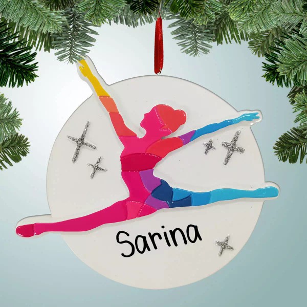 PersonalizedFree.com Personalized Gymnast Silhouette Christmas Ornament