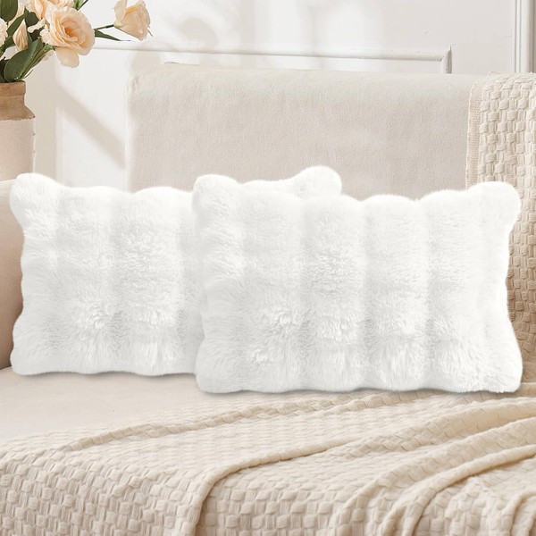 PureFit Set of 2 Faux Fur Throw Pillow Covers 12"