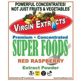 Virgin Extracts (TM) Pure Premium Freeze Dried Organic Red Raspberry Powder Extract 4:1 Concentrate Red Raspberry Powder (4 X Stronger) 8oz Pouch