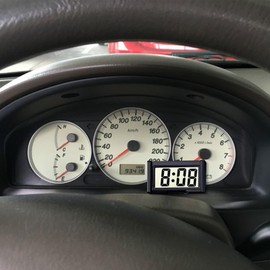 Car Dashboard Digital Clock - with Jumbo LCD Time & Day Display - Mini Automotive Stick On Watch for Car Truck Dashboard & Air Vent (Black)