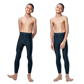 DEVOPS 2 Pack Youth & Boys Thermal Compression Baselayer Sport Tights Fleece Lined Pants (X-Small, (Non-Fly) Black/Black)