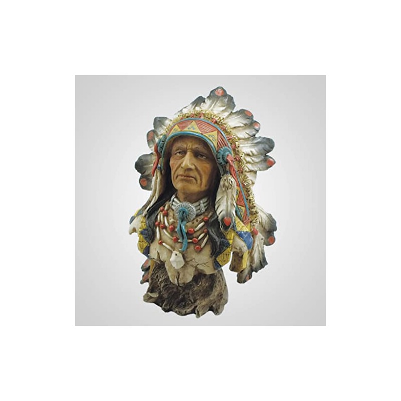 Lipco Polyresin Native American Chief Bust Figurine, 6.5-inch Height, Tabletop