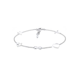 Elli Women's Bracelet Cross Heart Infinity Anchor Star Pendant in 925 Sterling Silver, Facet cut, No Gemstone
