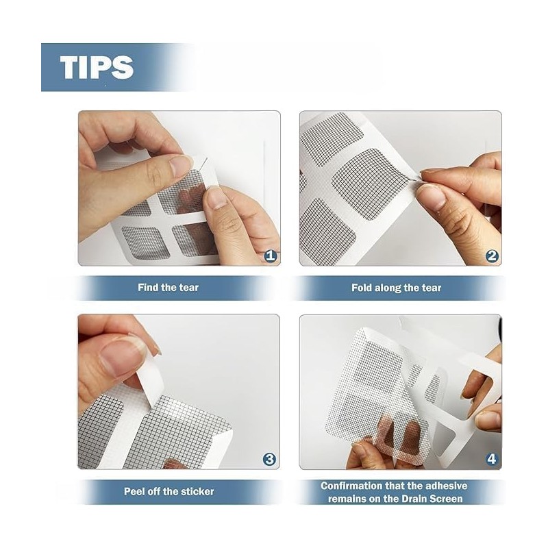 Disposable Shower Drain Hair Catcher Mesh Stickers, Bathroom Sink and