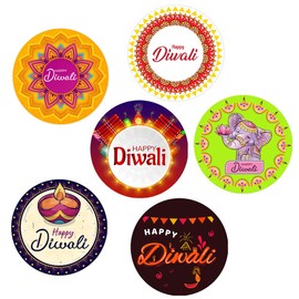 Pack of 48 Diwali Stickers Kids Diwali Stickers (45mm) Diwali Decor Labels for Candy Box, Sweet Cones and Party Boxes Papa Prints®
