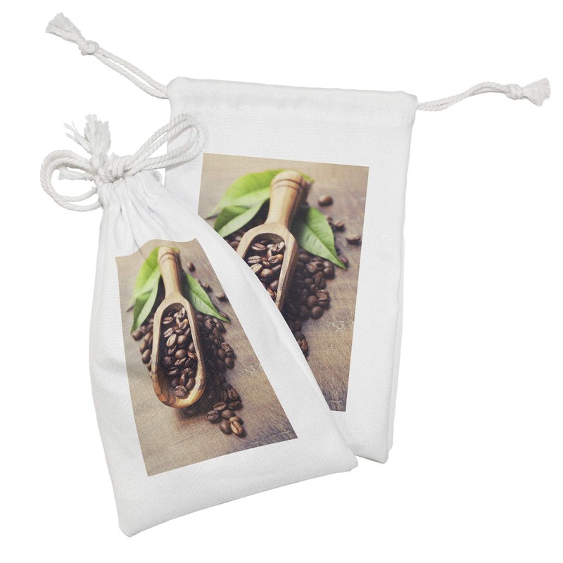 Ambesonne Coffee Fabric Pouch Set of 2, Beans on the