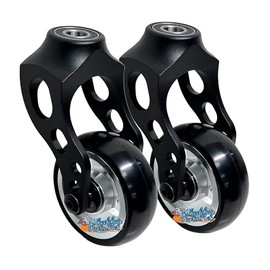 Wheelchair Front Caster Fork Assembly with 3"x1 & 3x1.40" Wheel. Set of 2 (Silver Rim/Black Fork, 3" x 1")