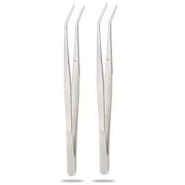 PRECISE CANADA Stainless Steel Tweezers, with Curved Serrated Tip Multipurpose Tweezers Sewing Machine Tweezers Forceps for Craft Repairing,6 inch (2 PCS)
