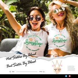 MJartoria Best Friend Necklaces BFF Necklace for 2 Friendship Valentines Day Gifts Matching Heart Pendant Necklace Best Friends Forever (Silver, B-Flower)