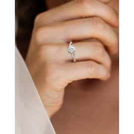 MomentWish Promise Ring for Women, Moissanite 1Carat Engagement Rings for Her S925 Sterling Silver Ring, Simulated Diamond Petite Twisted Vine Rings-Size8