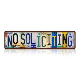 Vintage No Soliciting Metal Tin Signs Street Signs Man Cave Bar Cafe Home Wall Decor 16 x 4 Inches