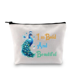 JXGZSO Peacock Bird Lover Gift Funny Peacock Cosmetic Bag I'm Bold And Beautiful Makeup Bag Peacock Feather Bag, I'm Bold And Beautiful