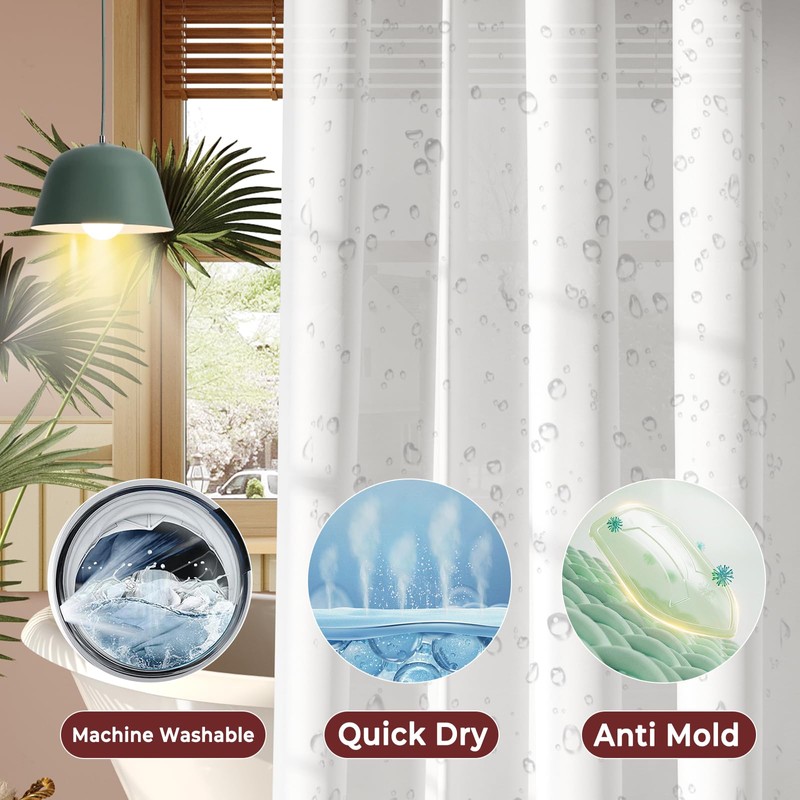 Vinabo White 180 x 200 cm Anti-Mould Polyester Fabric Waterproof