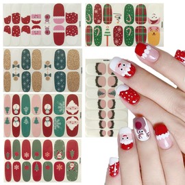 Christmas Nail Wraps Full Stickers Nail Polish Strips 6 Sheets Self-Adhesive Nail Decals Strips with 1Pcs Nail File Snowflake Santa Claus Xmas Tree Christmas Nail Stickers for Women Nail Art Decor