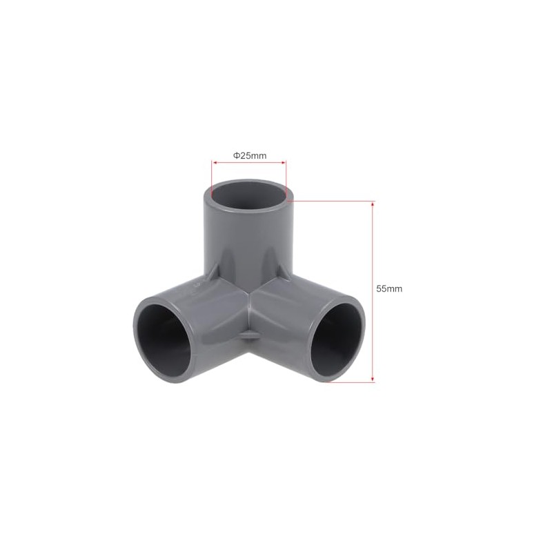 sourcing map 3-Way Elbow PVC Pipe Fitting Furniture Grade 25mm