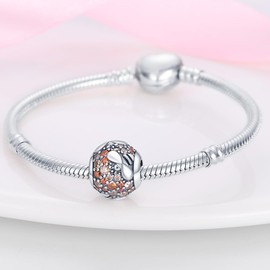 LONGLUCK 925 Sterling Silver Charms for Bracelets and Necklaces Headphones Music Beads Gold Gerbera Charms Sparkle, Sterling Silver, Cubic Zirconia