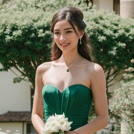 Clearine Wedding Jewellery Set for Women, Gold Plated Emerald CZ Teardrop Necklace Leverback Earrings Tennis Bracelet Adjustable Ring Gift for Mothers Day/Wedding/Birthday/Valentines/Christmas