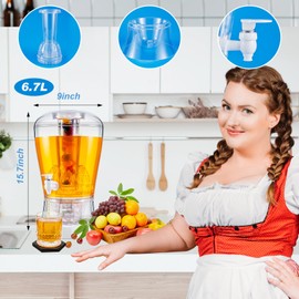 Maxcheck 2 Pieces 6.8 L Acrylic Beverage Dispenser Drink Dispensers for Parties Unbreakable Water Container Countertop with Ice Core and Spigot for Iced Juice Tea Coffee Milk Wedding Party