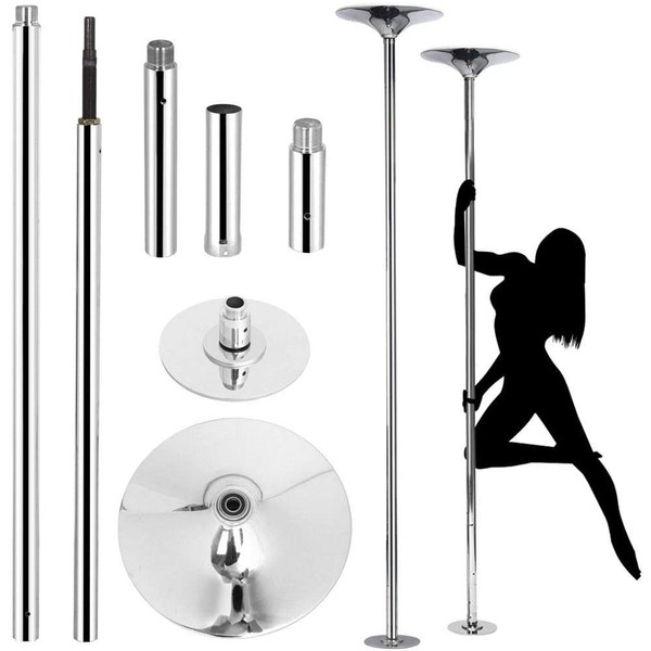 Yaheetech Professional Stripper Pole Spinning Static Dancing Pole Portable Removable 45mm Dance Pole Kit for Exercise Club Party Pub Home w/Tools