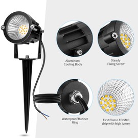 REEGOLD Low Voltage Landscape Lighting: 10W 1000LM LED Landscape Lights Outdoor 2700K Warm White Spotlights with IP65 Waterproof for Yard Garden | 8 Pack of 12V 24V Low Voltage Lights with Connectors