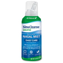 SinuCleanse Daily Care Sterile Saline Nasal Spray, Ultra Fine Mist, Instantly Moisturizes & Relieves Everyday Nasal Congestion Due to Colds & Dry Air, 4.5 Oz (1 Pack), Made in USA