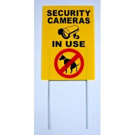 Harrington Signs SECURITY CAMERAS IN USE - NO DOG POOP  8"X12" Plastic Coroplast Sign w/Stake y
