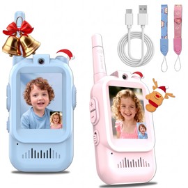 2PC Video Walkie Talkies for Kids – Rechargeable Two-Way Communication with 2-Inch Screens for Indoor and Outdoor Adventures