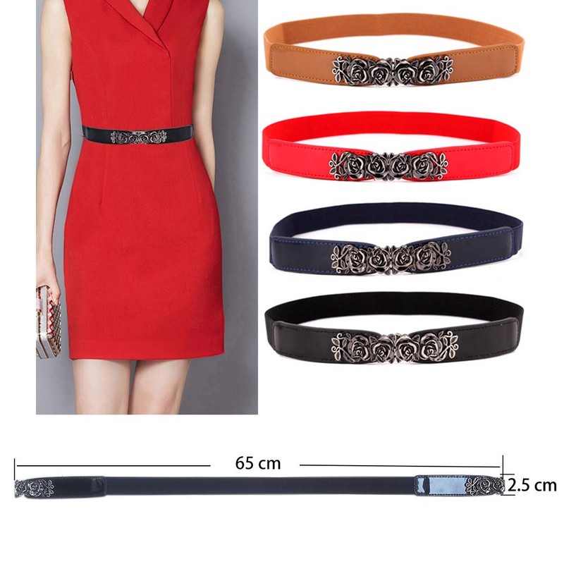 Women's Stretch Belt Thin Belt for Dresses Fashion Elastic Waist