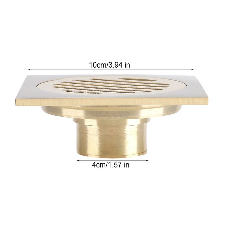 4x4 Inch Brass Square Anti-Odor Floor Drain, Hair Catcher for