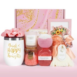 Canasta de Spa Relajante para Mujer - Paquete de Cuidado Personal con Toalla, Térmo, Vela, Jabón Artesanal, Bola de Baño y Más - Regalo para...       