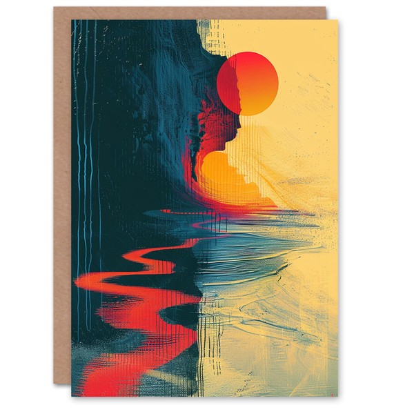 Artery8 Birthday Card Thailand Coastal Cliff Sunset Abstract Painting Blank