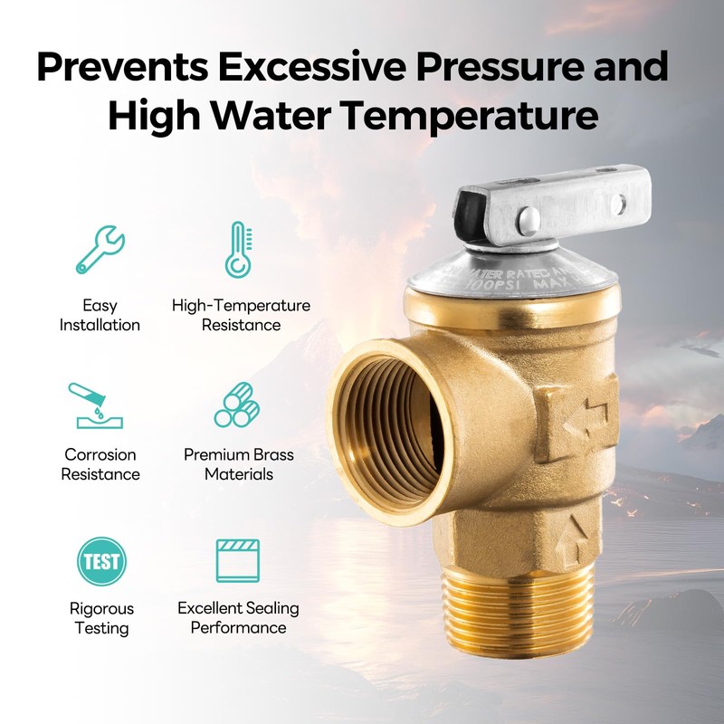 FOGATTI 3/4" NPT Temperature and Pressure Relief Valve Connections for