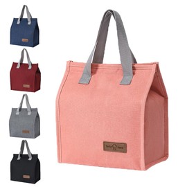 June tech Insulated Lunch Bag Tote Bag for Women Men Kids Adults Thermal Cooler Bag for Work School Picnic Travel (Pink)