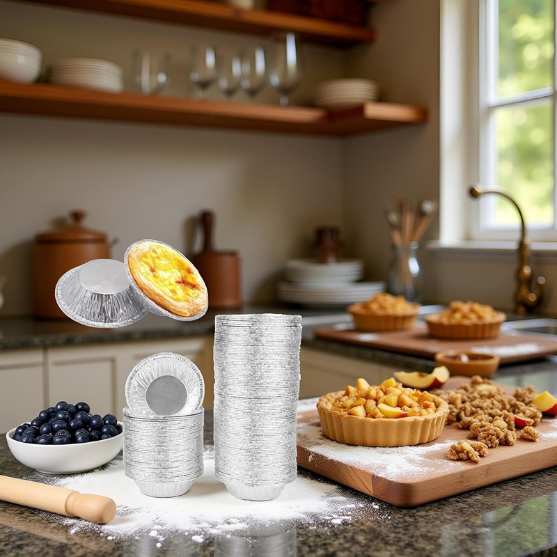 50PCS Silver Mini Pie Tins, Round Tart Pie Foil Pans,
