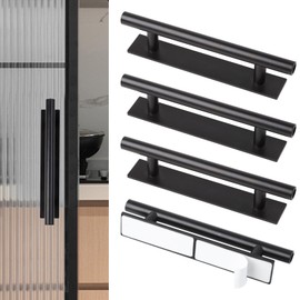 LLMSIX 4PCS Peel and Stick Handles for Cabinets, Adhesive Cabinet Handles Stick on Cabinet Handles Self Adhesive Cabinet Handles for Drawer Kitchen Window Sliding Door (Black)