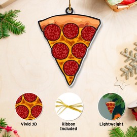 Pizza Ornaments for Christmas Tree - Pizza Christmas Ornament, Pizza Lover Ornament - Pizza Gifts for Women, Men - Pizza Lovers Gifts Polyresin 3D Ornament
