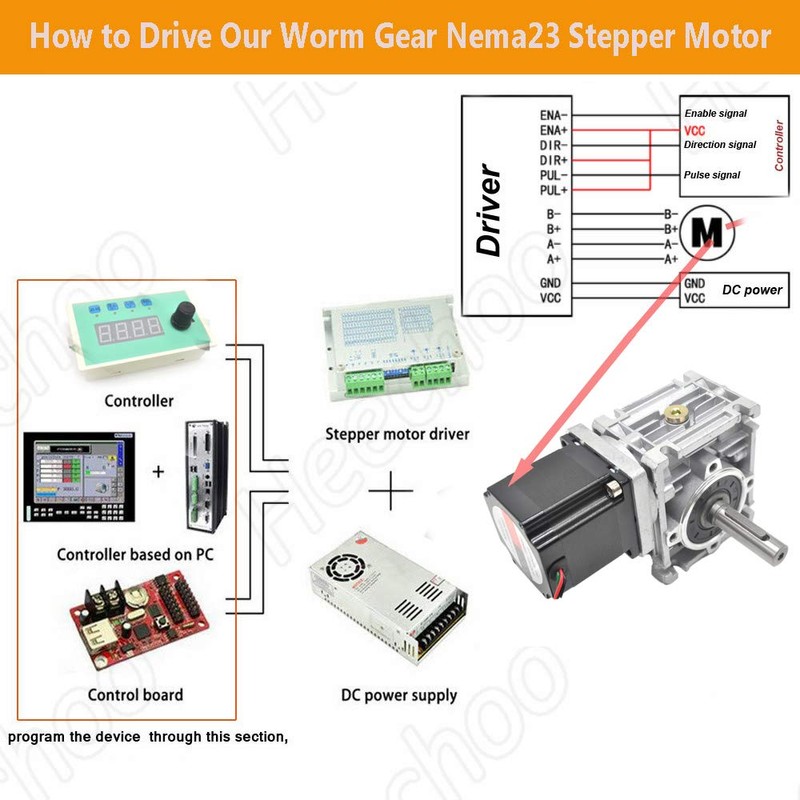 Worm Gear Nema23 Stepper Motor 3.5A L2.1inch Gearbox Ratio 30:1