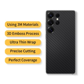 SUKIDIOVQ 2 Pack for Galaxy S25 Ultra Phone Sticker Skin Wrap Transparent Matte Carbon Fiber Sparkle Decal Protector Film Back Side (Transparent Carbon Fiber, Galaxy S25 Ultra)