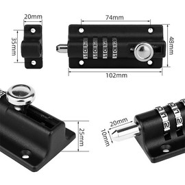 Alnicov Stainless Steel Combination Locking Bolt 4 Digit Sliding Lockable Padbolt 120mm with Anti-Tamper Screws Security Keyless Latch Bolt Lock