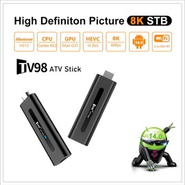 Android 14.0 TV Box,2025 Smart TV STICK box, Streaming Stick 8K,RAM 2GB ROM 16GB Dual WiFi 2.4G/5.8G 10K HDR HD Streaming Media Player