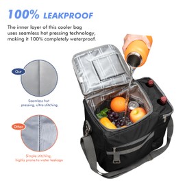 27 Cans Insulated Cooler Bag, Large Collapsible Leakproof Grocery Shopping Cooler Bag, Outdoor Travel Cooling Soft Bag for Picnics, Camping, Parties