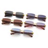 LJCZKA Vintage Rimless Rectangular Sunglasses Men Women Retro Small Square