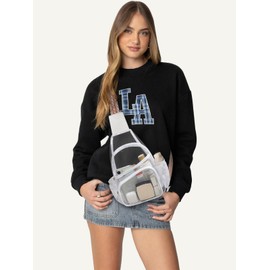 QOECI Clear Bag for Stadium Events, Clear Purses For Women Men, Large Stadium Bag With Water Bottle Holders, See through Sling Crossbody Shoulder Backpack For Concert Sport Gym Travel, White