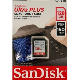 SanDisk - Ultra PLUS 128GB SDXC UHS-I Card Memory, Speed Up To 150MB/s V10 - New