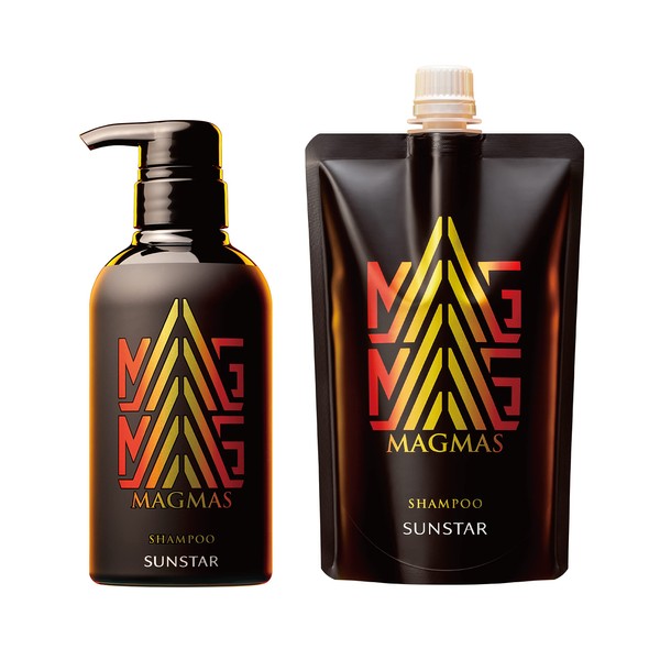 Sunstar MAGMAS Zinc Introduction Shampoo, Pump Body + Refill Set, Volume Up, Scalp, Scalp Care, Men's, Men's
